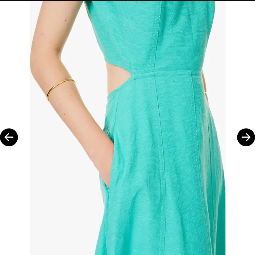 ME+EM NWOT Cotton Pop Woven Floral Jacquard Maxi Cut Out Dress Menthol green 12 - Picture 4 of 13